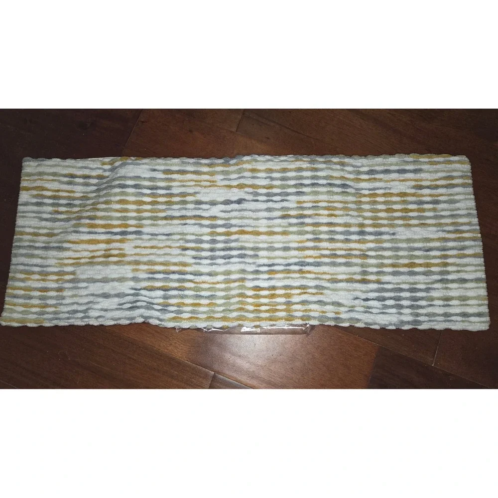 AmHoo Boho Chenille Tufted Lumbar Pillow Cover 14x36 Grey Yellow Stripe Cotton